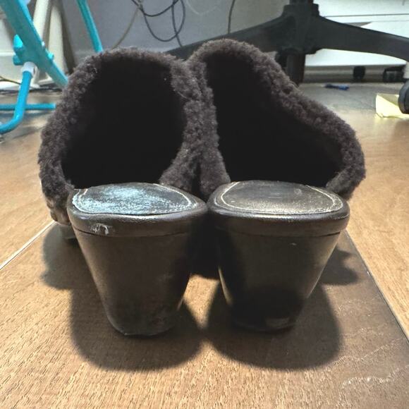 Coach Signature Clog Mules Vintage Shearling Trim Wooden Heel Slides 6.5 - Picture 4 of 7